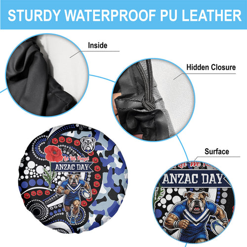 Canterbury Bulldogs ANZAC Day Spare Tire Cover Aboriginal Dot Poppy Remembrance Bulldog