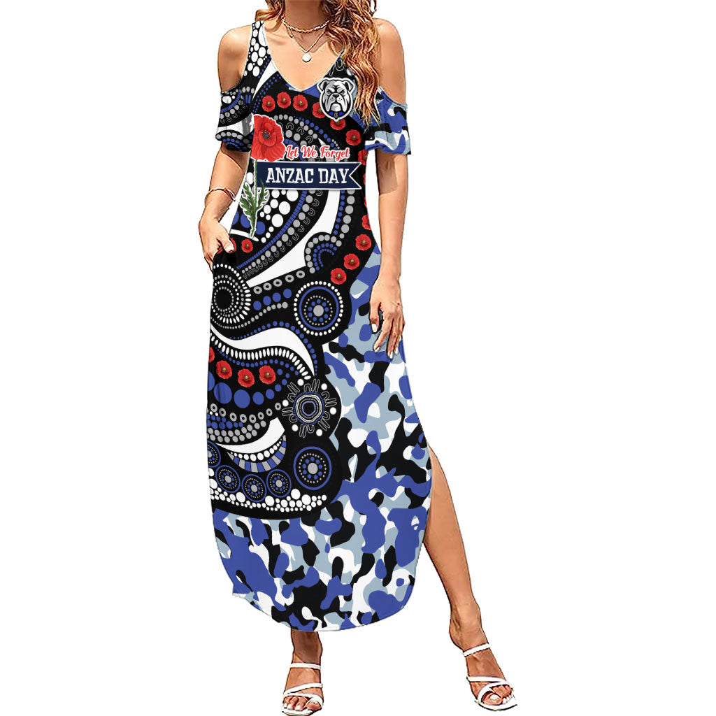 Canterbury Bulldogs ANZAC Day Summer Maxi Dress Aboriginal Dot Poppy Remembrance Bulldog