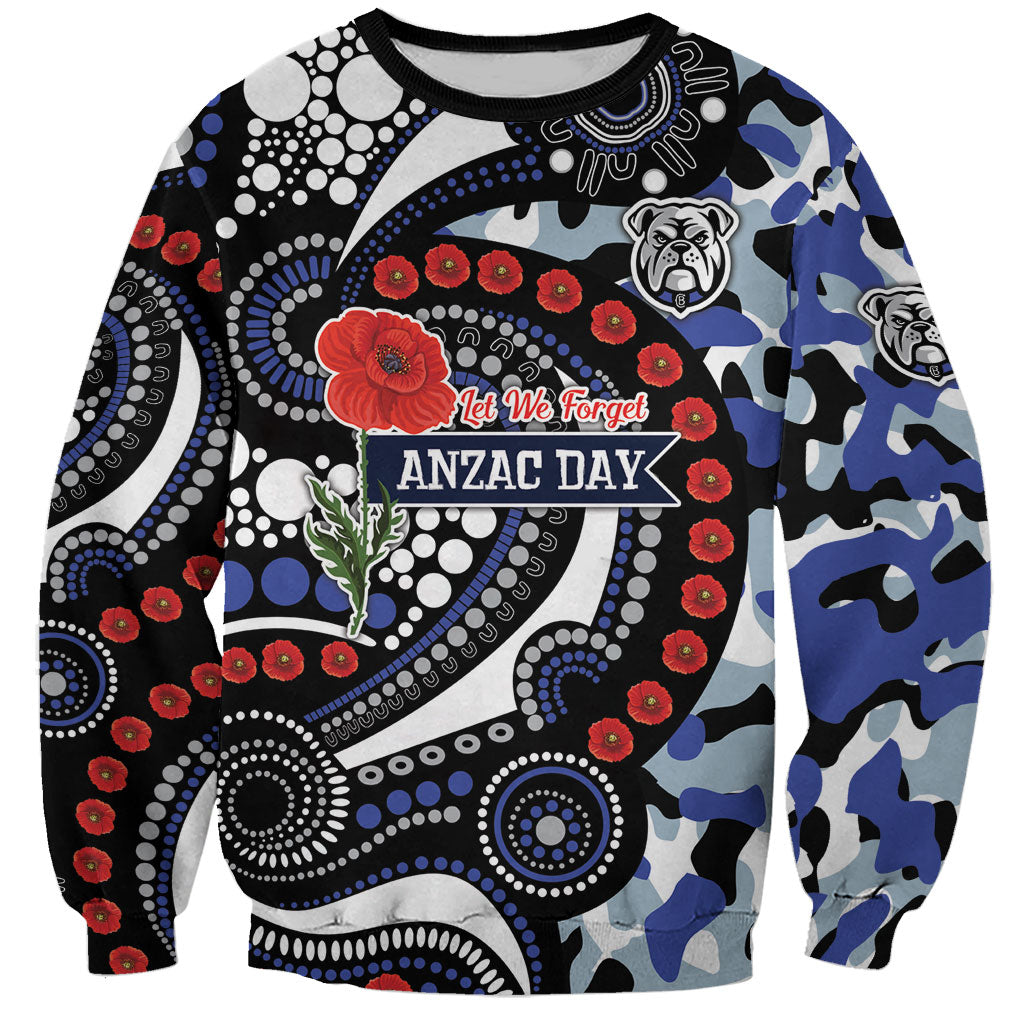 Canterbury Bulldogs ANZAC Day Sweatshirt Aboriginal Dot Poppy Remembrance Bulldog