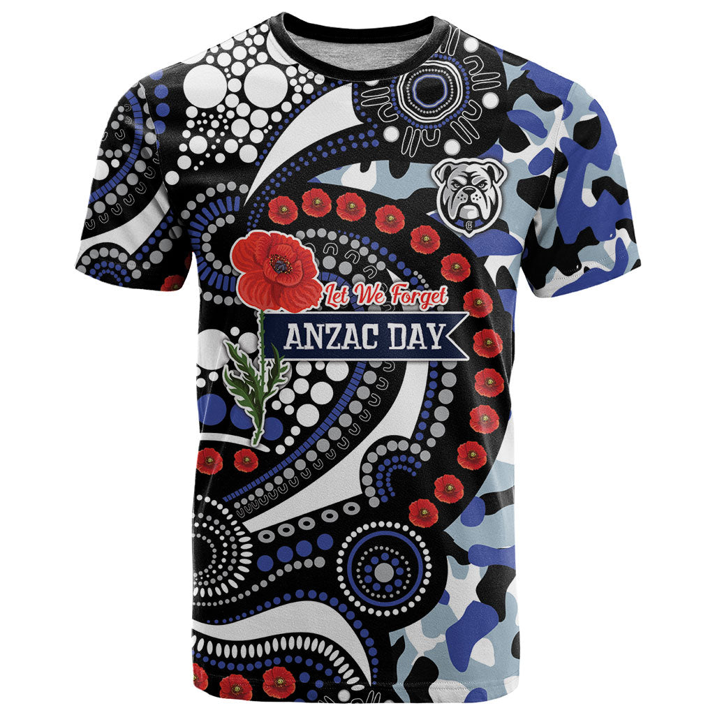 Canterbury Bulldogs ANZAC Day T Shirt Aboriginal Dot Poppy Remembrance Bulldog