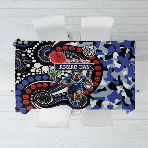 Canterbury Bulldogs ANZAC Day Tablecloth Aboriginal Dot Poppy Remembrance Bulldog