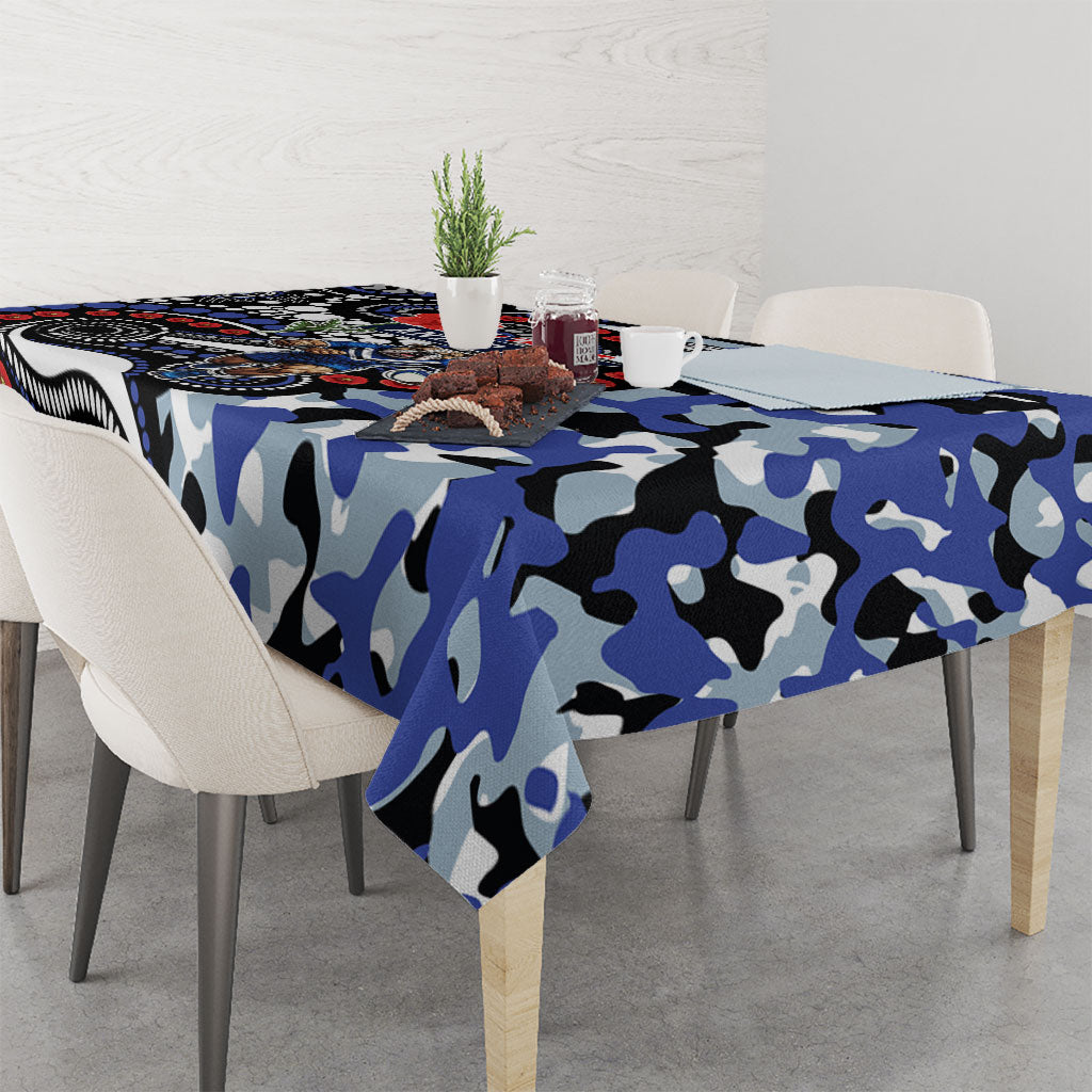 Canterbury Bulldogs ANZAC Day Tablecloth Aboriginal Dot Poppy Remembrance Bulldog