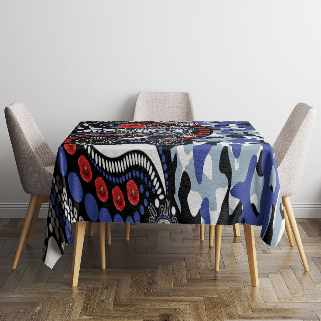 Canterbury Bulldogs ANZAC Day Tablecloth Aboriginal Dot Poppy Remembrance Bulldog