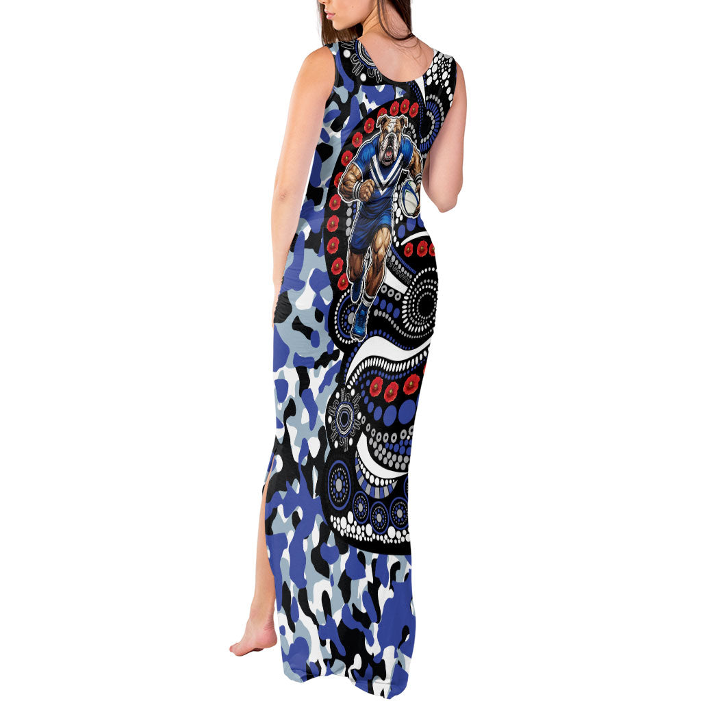 Canterbury Bulldogs ANZAC Day Tank Maxi Dress Aboriginal Dot Poppy Remembrance Bulldog