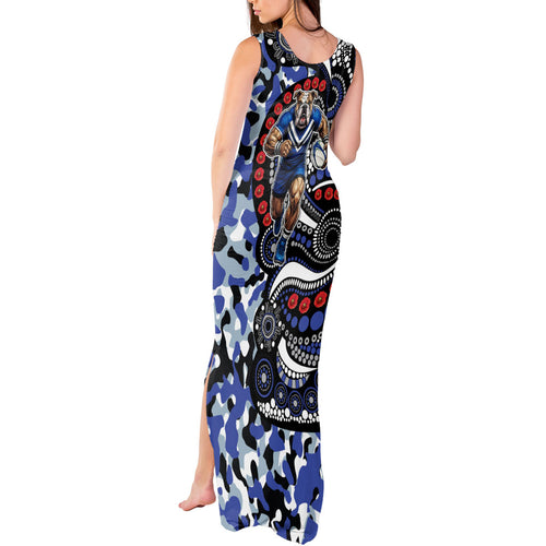 Canterbury Bulldogs ANZAC Day Tank Maxi Dress Aboriginal Dot Poppy Remembrance Bulldog