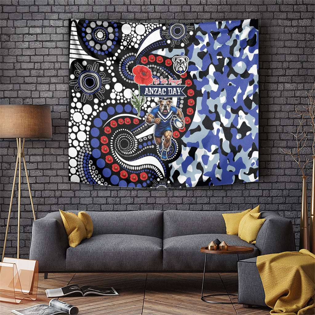 Canterbury Bulldogs ANZAC Day Tapestry Aboriginal Dot Poppy Remembrance Bulldog