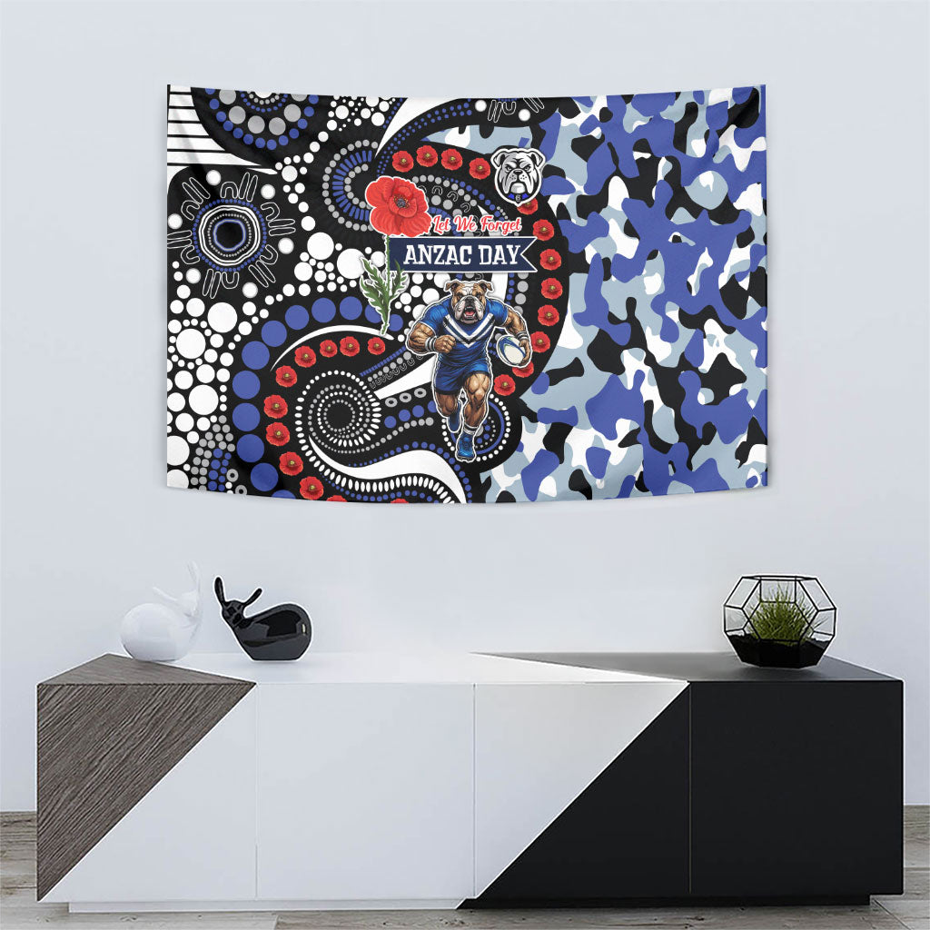 Canterbury Bulldogs ANZAC Day Tapestry Aboriginal Dot Poppy Remembrance Bulldog