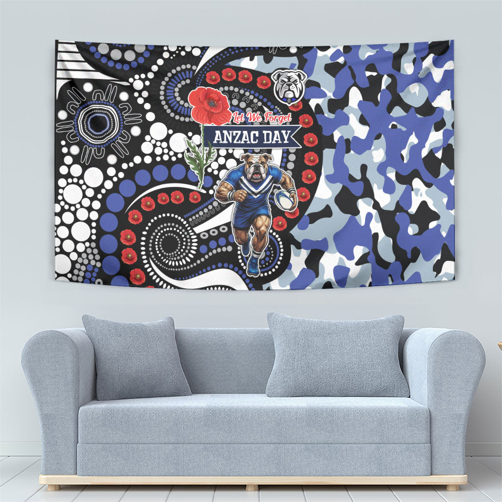 Canterbury Bulldogs ANZAC Day Tapestry Aboriginal Dot Poppy Remembrance Bulldog