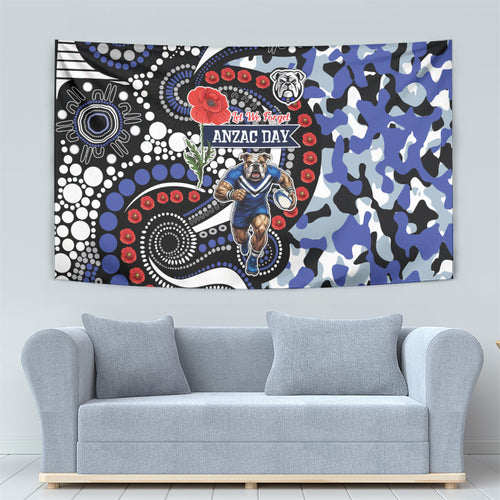 Canterbury Bulldogs ANZAC Day Tapestry Aboriginal Dot Poppy Remembrance Bulldog