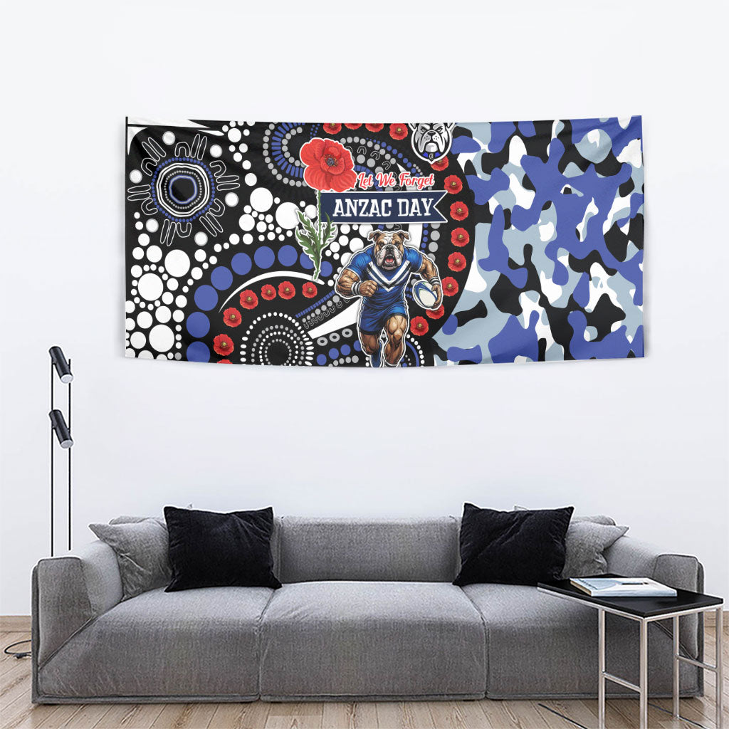 Canterbury Bulldogs ANZAC Day Tapestry Aboriginal Dot Poppy Remembrance Bulldog
