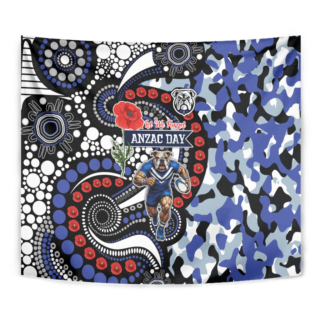 Canterbury Bulldogs ANZAC Day Tapestry Aboriginal Dot Poppy Remembrance Bulldog