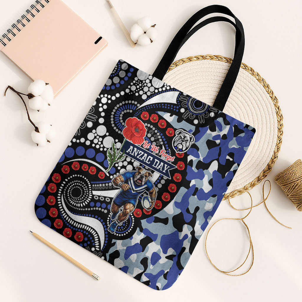 Canterbury Bulldogs ANZAC Day Tote Bag Aboriginal Dot Poppy Remembrance Bulldog