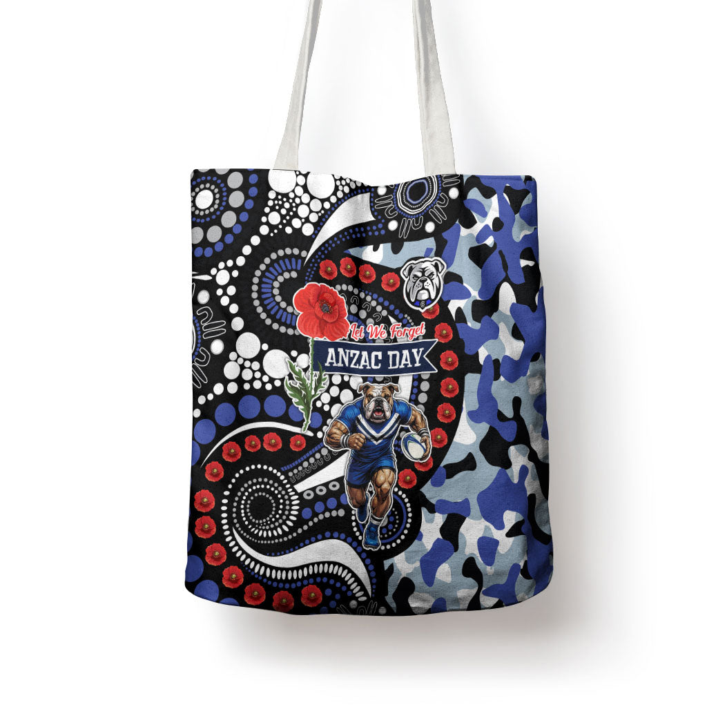 Canterbury Bulldogs ANZAC Day Tote Bag Aboriginal Dot Poppy Remembrance Bulldog