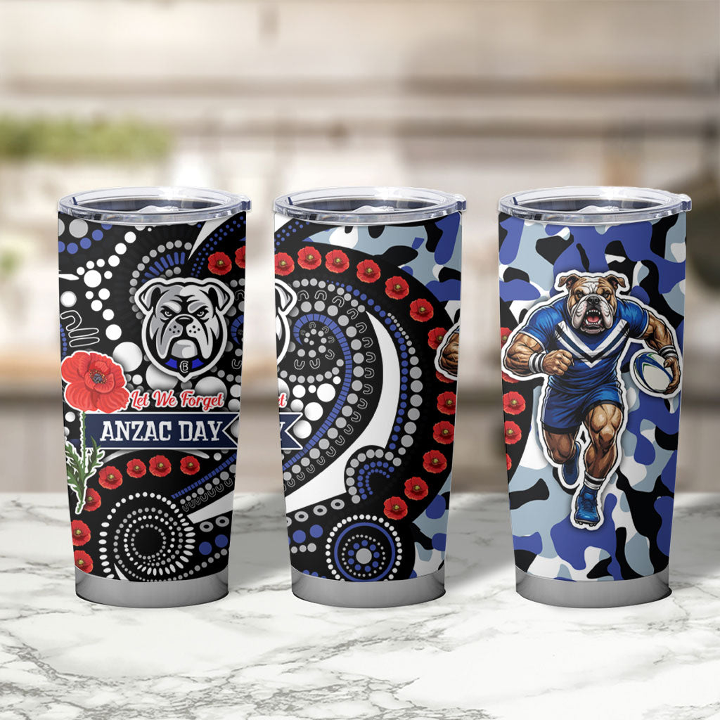 Canterbury Bulldogs ANZAC Day Tumbler Cup Aboriginal Dot Poppy Remembrance Bulldog