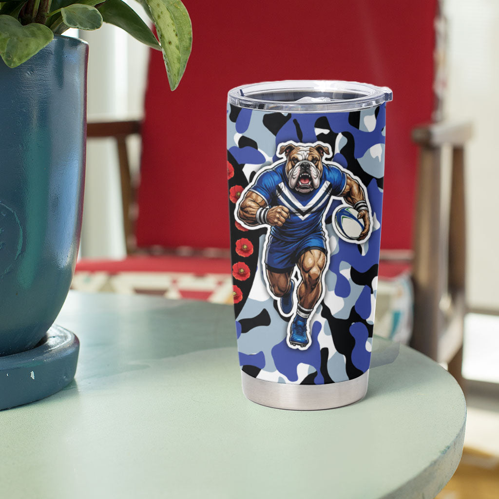 Canterbury Bulldogs ANZAC Day Tumbler Cup Aboriginal Dot Poppy Remembrance Bulldog