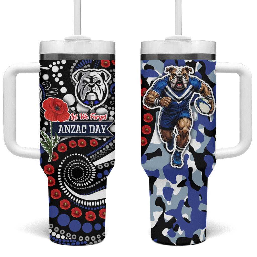 Canterbury Bulldogs ANZAC Day Tumbler With Handle Aboriginal Dot Poppy Remembrance Bulldog