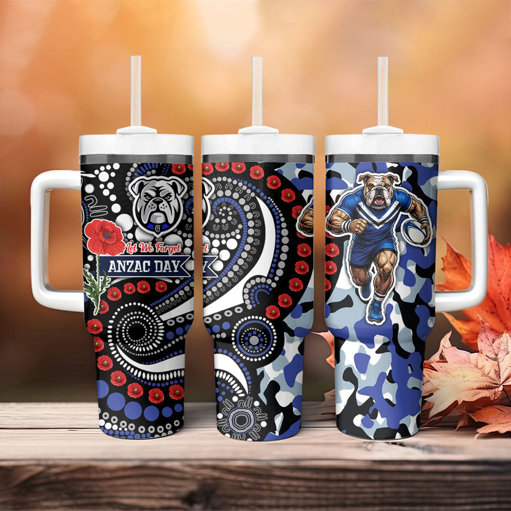 Canterbury Bulldogs ANZAC Day Tumbler With Handle Aboriginal Dot Poppy Remembrance Bulldog