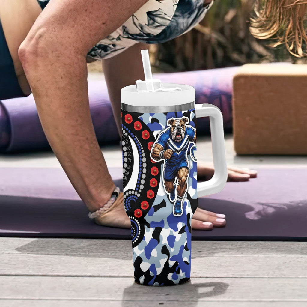 Canterbury Bulldogs ANZAC Day Tumbler With Handle Aboriginal Dot Poppy Remembrance Bulldog