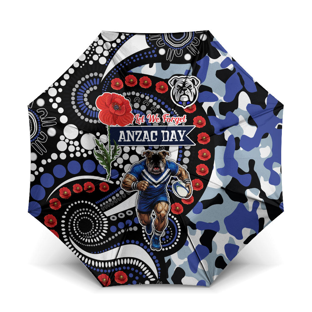Canterbury Bulldogs ANZAC Day Umbrella Aboriginal Dot Poppy Remembrance Bulldog