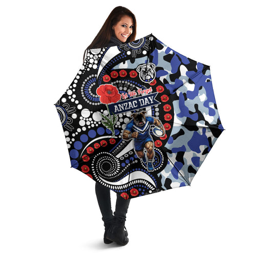 Canterbury Bulldogs ANZAC Day Umbrella Aboriginal Dot Poppy Remembrance Bulldog