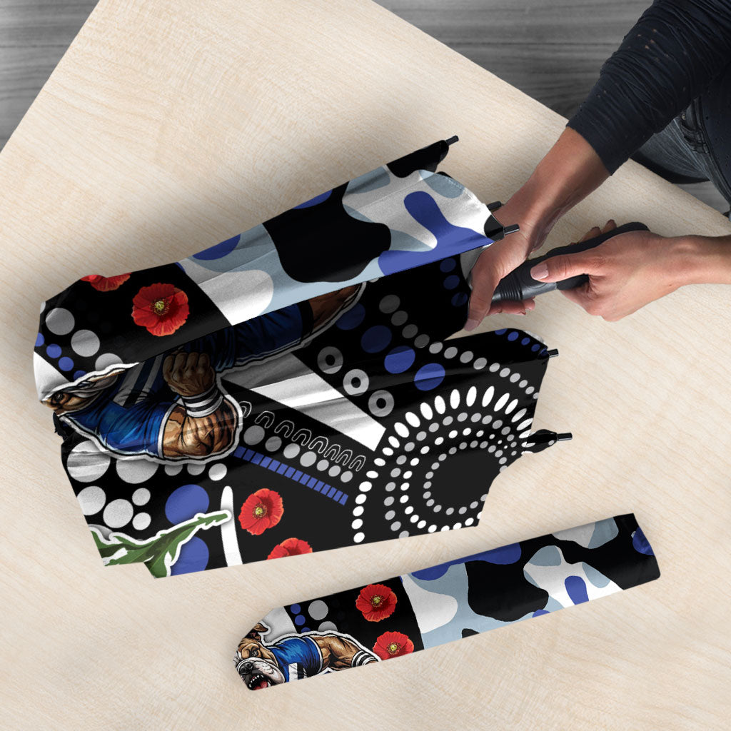 Canterbury Bulldogs ANZAC Day Umbrella Aboriginal Dot Poppy Remembrance Bulldog