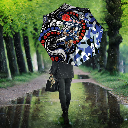 Canterbury Bulldogs ANZAC Day Umbrella Aboriginal Dot Poppy Remembrance Bulldog