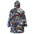 Canterbury Bulldogs ANZAC Day Wearable Blanket Hoodie Aboriginal Dot Poppy Remembrance Bulldog