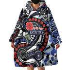 Canterbury Bulldogs ANZAC Day Wearable Blanket Hoodie Aboriginal Dot Poppy Remembrance Bulldog