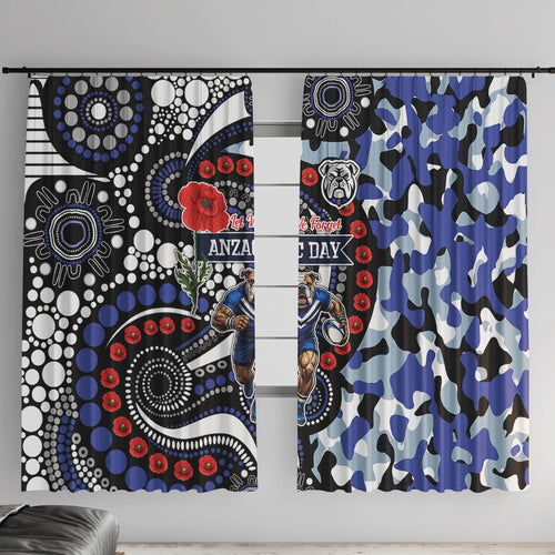 Canterbury Bulldogs ANZAC Day Window Curtain Aboriginal Dot Poppy Remembrance Bulldog