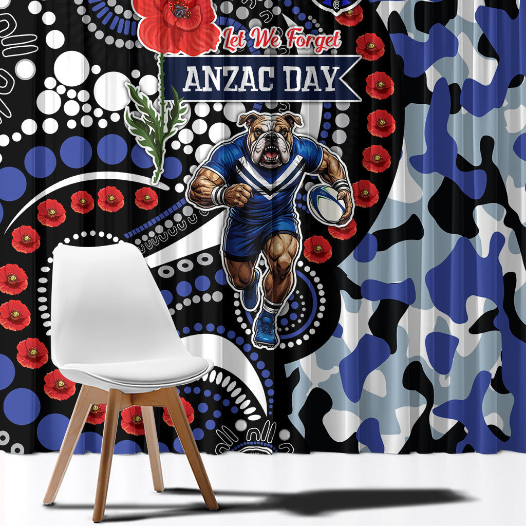 Canterbury Bulldogs ANZAC Day Window Curtain Aboriginal Dot Poppy Remembrance Bulldog