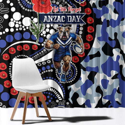 Canterbury Bulldogs ANZAC Day Window Curtain Aboriginal Dot Poppy Remembrance Bulldog
