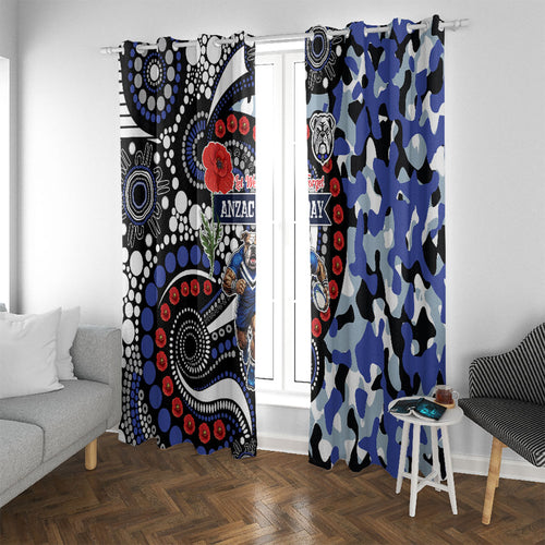 Canterbury Bulldogs ANZAC Day Window Curtain Aboriginal Dot Poppy Remembrance Bulldog