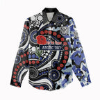 Canterbury Bulldogs ANZAC Day Women Casual Shirt Aboriginal Dot Poppy Remembrance Bulldog