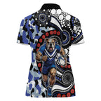Canterbury Bulldogs ANZAC Day Women Polo Shirt Aboriginal Dot Poppy Remembrance Bulldog