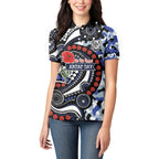 Canterbury Bulldogs ANZAC Day Women Polo Shirt Aboriginal Dot Poppy Remembrance Bulldog