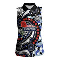 Canterbury Bulldogs ANZAC Day Women Sleeveless Polo Shirt Aboriginal Dot Poppy Remembrance Bulldog