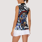 Canterbury Bulldogs ANZAC Day Women Sleeveless Polo Shirt Aboriginal Dot Poppy Remembrance Bulldog