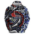 Canterbury Bulldogs ANZAC Day Zip Hoodie Aboriginal Dot Poppy Remembrance Bulldog