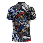 Canterbury Bulldogs ANZAC Day Zipper Polo Shirt Aboriginal Dot Poppy Remembrance Bulldog