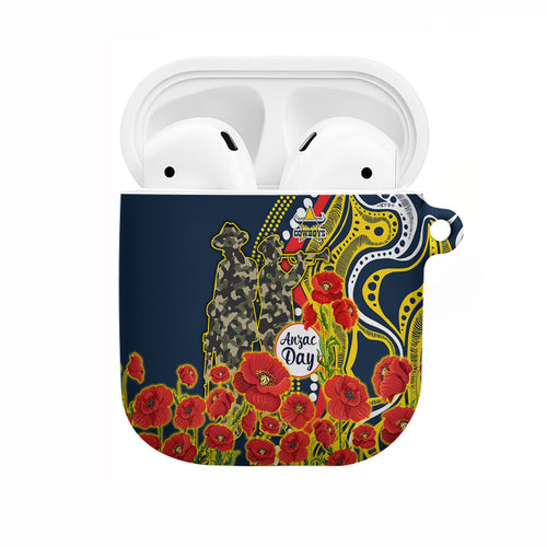 North Queensland Cowboys ANZAC AirPods Case Indigenous Wave Poppy Remembrance Cowboy