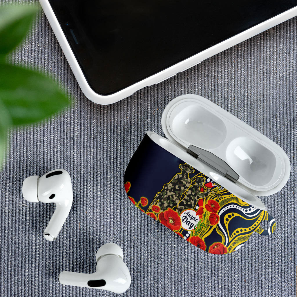 North Queensland Cowboys ANZAC AirPods Case Indigenous Wave Poppy Remembrance Cowboy
