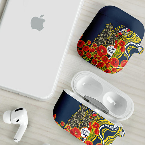 North Queensland Cowboys ANZAC AirPods Case Indigenous Wave Poppy Remembrance Cowboy