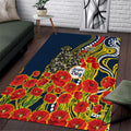 North Queensland Cowboys ANZAC Area Rug Indigenous Wave Poppy Remembrance Cowboy