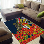 North Queensland Cowboys ANZAC Area Rug Indigenous Wave Poppy Remembrance Cowboy
