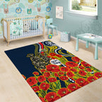 North Queensland Cowboys ANZAC Area Rug Indigenous Wave Poppy Remembrance Cowboy