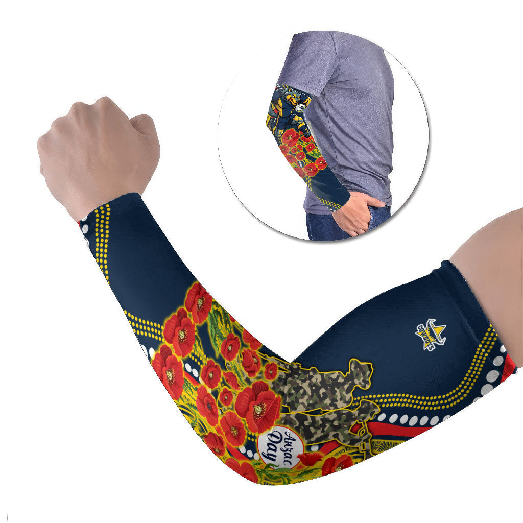 North Queensland Cowboys ANZAC Arm Sleeves Indigenous Wave Poppy Remembrance Cowboy