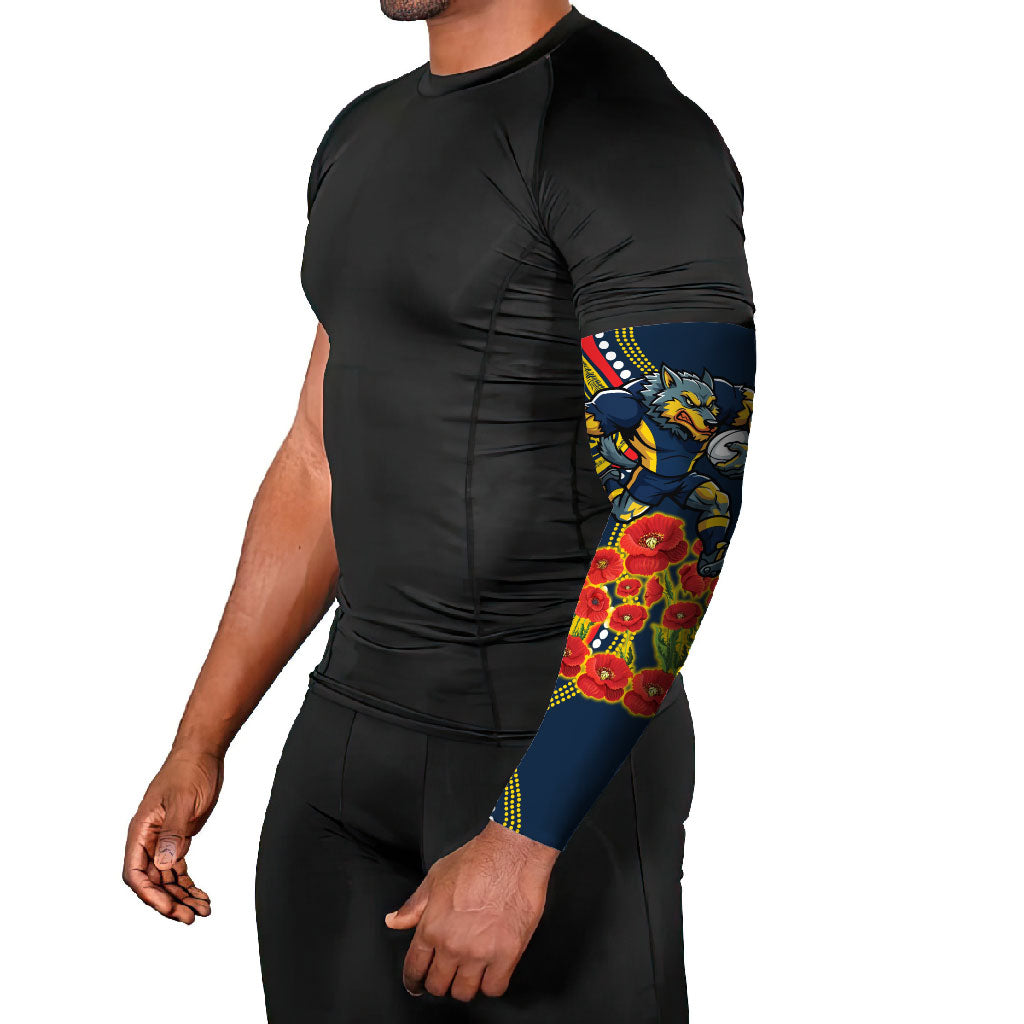 North Queensland Cowboys ANZAC Arm Sleeves Indigenous Wave Poppy Remembrance Cowboy