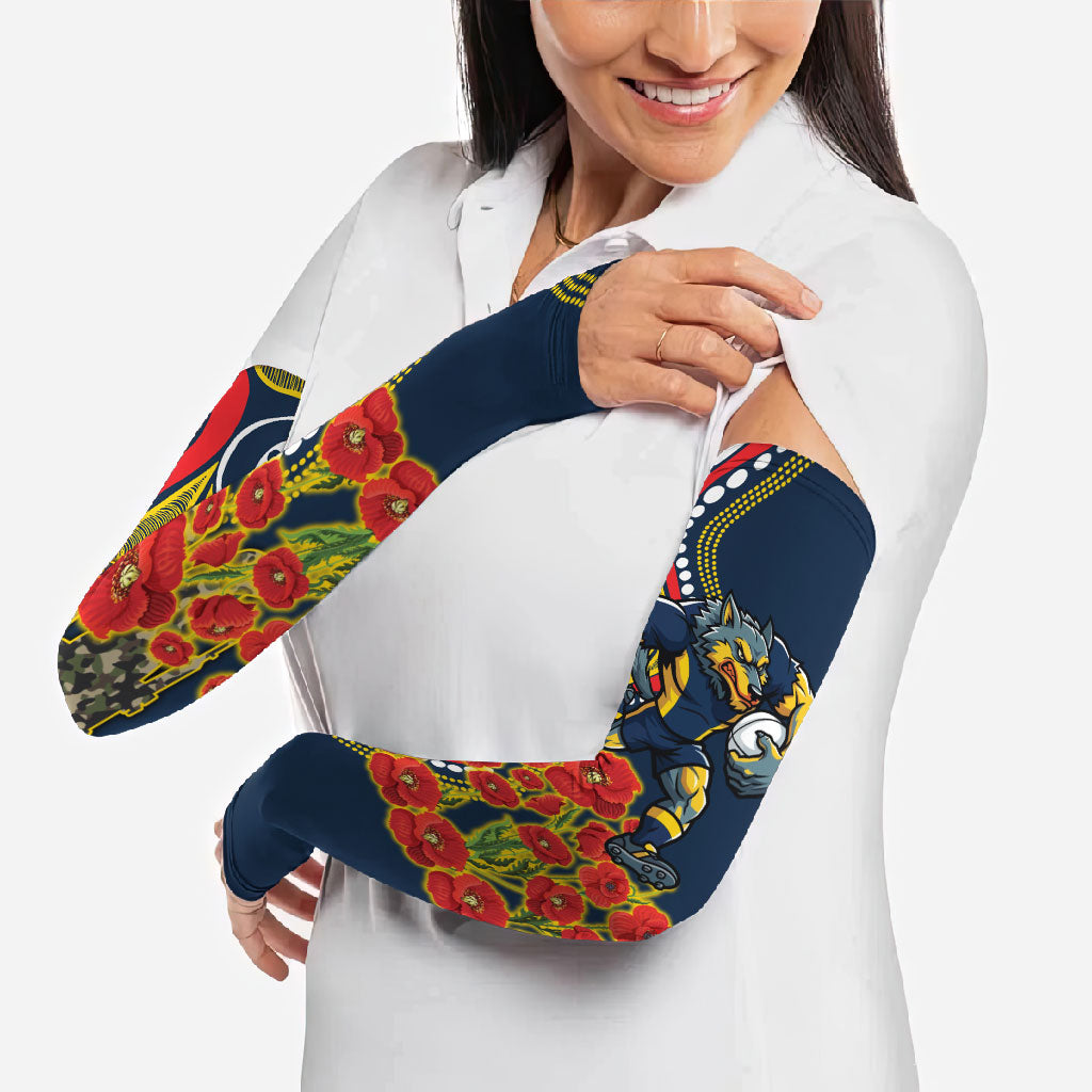 North Queensland Cowboys ANZAC Arm Sleeves Indigenous Wave Poppy Remembrance Cowboy