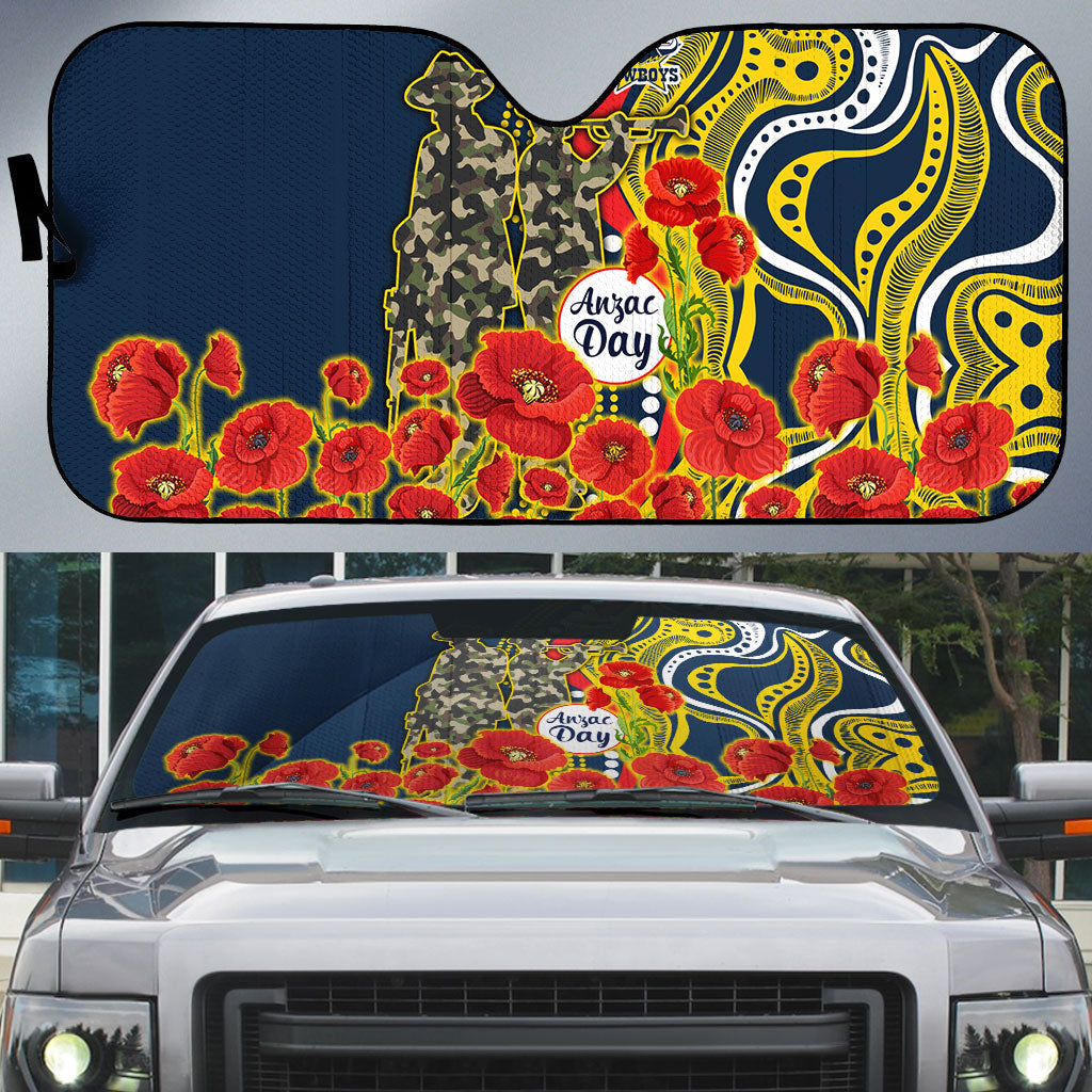 North Queensland Cowboys ANZAC Auto Sun Shade Indigenous Wave Poppy Remembrance Cowboy