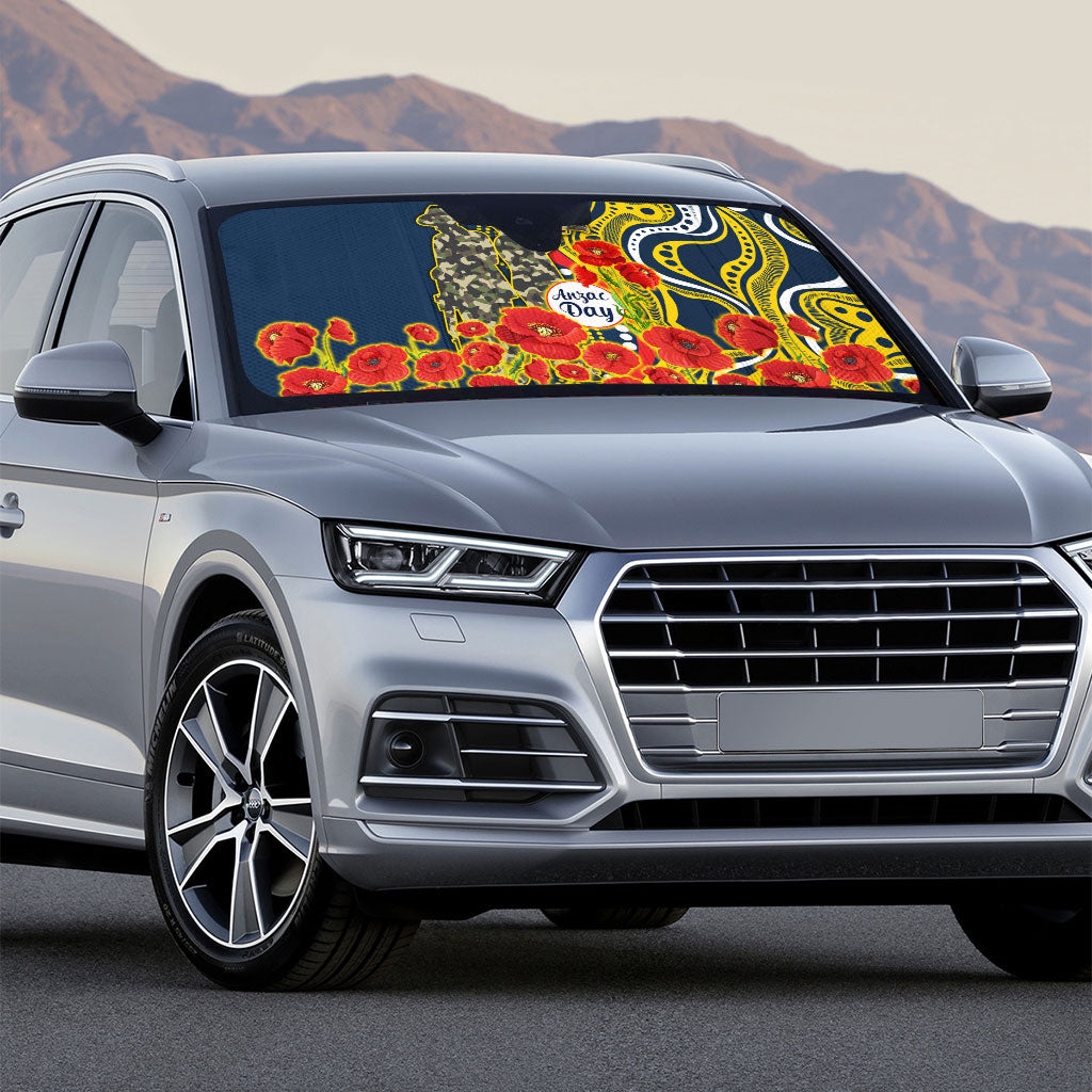 North Queensland Cowboys ANZAC Auto Sun Shade Indigenous Wave Poppy Remembrance Cowboy